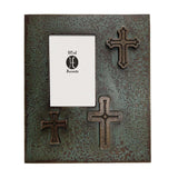 Distressed 3-Crosses Picture Frame, Turquoise