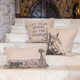Burlap Horse Phrase Throw Pillow