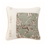 Gramercy Square Pieced Pillow w/ Floral, Stripe & White Linen Texture