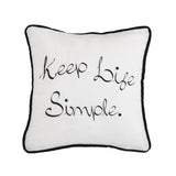 "Keep Life Simple" Embroidery Throw Pillow