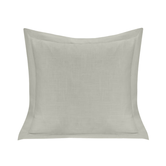 Single Flanged Washed Linen Pillow, Light Gray & Navy