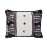 Whistler Velvet Oblong Pillow, Black, Gray & Cream Plaid, 16x21