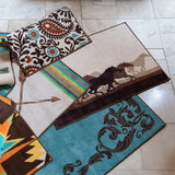 Wyatt Turquoise Scrollwork Kitchen/Bath Rug