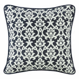 Kavali Navy & White Floral Jacquard Euro Sham w/ Piping