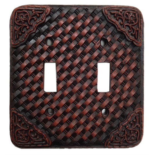 Tooled Resin Weaver Double Switch Wall Plate