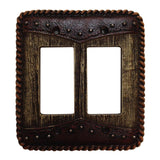 Woodgrain w/ Double Yoke Double Rocker Wall Switch Plate