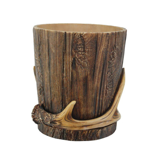 Tree Bark & Antler Wastebasket