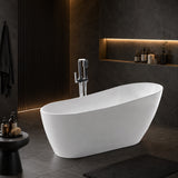 Trend Series 67 in. x 32 in. Flat Bottom Acrylic Freestanding Soaking Bathtub with Center Drain in Glossy White