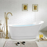 Prima Series 67 in. x 31 in. Flat Bottom Acrylic Freestanding Soaking Bathtub with Center Drain in Glossy White