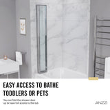 Accordion Style 33 in. x 55 in. H Sliding Framed Shower Door with Tempered Clear Glass