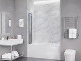 Accordion Style 33 in. x 55 in. H Sliding Framed Shower Door with Tempered Clear Glass