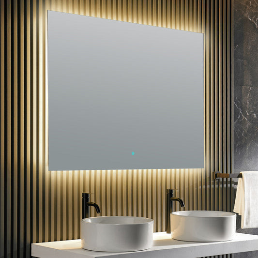 ANZZI Rectangular & Square LED Smart Mirror, 5MM Rhino Alloy Silver Glass, Built-in Defogger, Adjustable Color Temperature (3000K-6000K), Hardwire