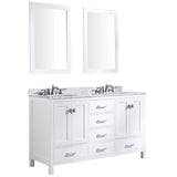 ANZZI Chateau 60" Double Vanity Set (36" H), Handmade Wood Cabinet, Carrara Marble Countertop, Soft-Close Storage, Paladin Protection Finish, Multiple Cabinet Colors