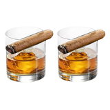 Cigar Holder Whiskey Glasses Set of 2