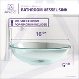 Etude Series 17 in. Bathroom Vessel Sink with Scratch-Tough and Stain-Resistant Non-Porous Surface in Clear Glass