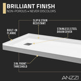 ANZZI Alexander 60" x 30" Alcove Shower Pan, Compression Molded ANR Material (3X Impact Resistant), Low Threshold, Stainless Steel Drain Cover