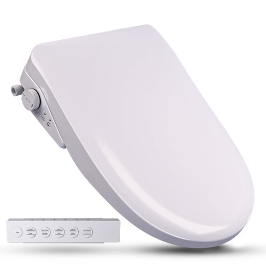 ANZZI Smart Bidet Seat for Elongated Toilets, Auto Open/Close Lid, Self-Cleaning Nozzle, Integrated Deodorizer, Warm Air Dryer, and Wireless Remote, White