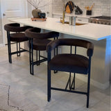 Mia 24" Modern Velvet Counter Stool with Arms (Set of 2)