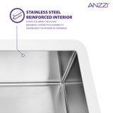 Nepal Series Farmhouse Solid Surface 33 in. 0-Hole Single Bowl Kitchen Sink with Stainless Steel Interior in Matte White