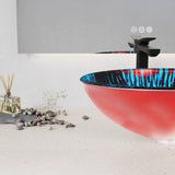 Belissima Round Glass Vessel Bathroom Sink with Stellar Burst Finish