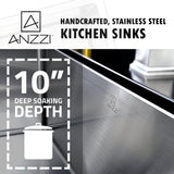 Elysian Farmhouse Stainless Steel 36 in. Single Bowl Kitchen Sink in Brushed Satin