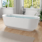 Sabbia Series 71 in. x 32 in. Flat Bottom Solid Surface Freestanding Soaking Bathtub with Center Drain in Matte White