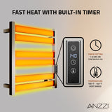 ANZZI Starling Series 6-Bar Wall Mounted Towel Warmer (20.87" L x 20.47" W), Dual Installation, Digital Control Panel, Rhino Alloy Certified Stainless Steel