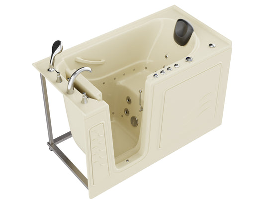 ANZZI Coupe Series 30 in. x 60 in. Quick Fill Walk-In Whirlpool and Air Tub with Powered Fast Drain in Biscuit