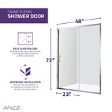 Halberd Series 47 to 48 in. x 72 in. Sliding Framed Shower Door with Tsunami Guard Tempered Glass