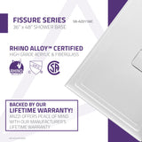 ANZZI Fissure 48" x 36" Single Threshold Shower Pan, Durable Marine Grade Acrylic, cUPC Certified, Center Drain, Contemporary Style