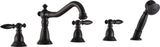 ANZZI Patriarch 5-Hole Deck Mount Tub Filler, Dual Handle Control, Integrated Hand Sprayer, Solid Brass, 1.8 GPM Flow, WaterSense Certified, Various Finishes