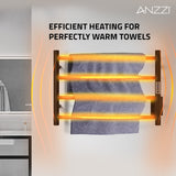 ANZZI Glow Series 4-Bar Compact Towel Warmer (23.5" L x 16.5" H), Dual Installation, Digital Control Panel, Rhino Alloy Certified Stainless Steel