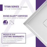 ANZZI Titan 36" x 36" Corner Shower Pan, Durable Marine Grade Acrylic, cUPC Certified, Center Drain, Slip-Resistant Flooring, White Finish