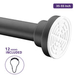 ANZZI Heavy Duty Adjustable Tension Rod (33" to 55" Range), No Drilling Required, Anti-Slip Rubber Ends, Stainless Steel Hooks Included