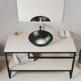 Amalfi Round Glass Vessel Bathroom Sink with Stellar Black Finish