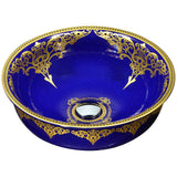 Scepter Series 17 in. Bathroom Vessel Sink with Scratch-Tough and Stain-Resistant Surface in Blue Hammered Glass
