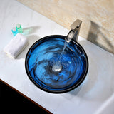 Soave Series 17 in. Bathroom Vessel Sink with Scratch-Tough and Stain-Resistant Surface in Sapphire Wisp Glass