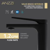 ANZZI Contemporary Single Hole Faucet, Low Arc Spout (6.34" H), 1.2 GPM Water-Saving, Durable Brass Construction, Rhino-Alloy Certified, Various Finishes
