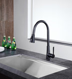 ANZZI Tulip Series 17.72 in.H Single-Handle Pull-Out Sprayer Kitchen Faucet with Brass Material in Oil Rubbed Bronze Finish