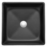 Solstice Square Glass Vessel Bathroom Sink with Matte Black Finish