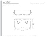 Moore Series 14.625 in. Undermount Double Bowl 16 Gauge Brushed Satin Finish Stainless Steel Kitchen Sink with Drain