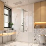 Collines Series 55 in. 2-Jetted Shower Tower with Heavy Rain Shower and Jets and Spray Wand