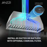 ANZZI 30-Inch 600 CFM 3-Speed Stainless Steel Convertible Residential Insert Range Hood with LED Lamp