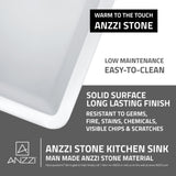 ANZZI Roine Reversible Farmhouse Sink (24" L x 9.06" H), Single Basin, Solid Surface ANZZI Stone, Non-Porous, Easy Clean, Lifetime Warranty