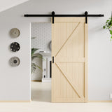 Mammoth Series 36 in. x 84 in. All Natural Finish MDF Interior Sliding Barn Door with Hardware Kit in Matte Black