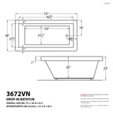 ANZZI Illyrian Series 72" L Drop-In Soaker Bathtub, Marine Grade Acrylic, Reversible Drain, Minimalism-Inspired Design, White