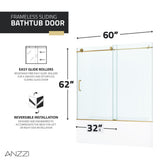 Don Series 56 to 60 in. x 62 in. Frameless Sliding Tub Door