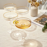 Ribbed Coupe Cocktail Glasses With Gold Rim 8 oz | Set of 4