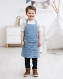 Linen apron for kids in Gray blue