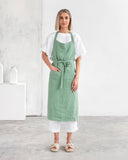 Linen bib apron in Matcha green
